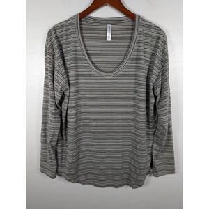 Athleta Top Women's Large Cloudlight Stratus  Black White Striped Long Sleeve